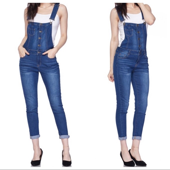 ✨LAST ONE✨BUTTON DOWN SKINNY DENIM OVERALLS - Picture 5 of 8